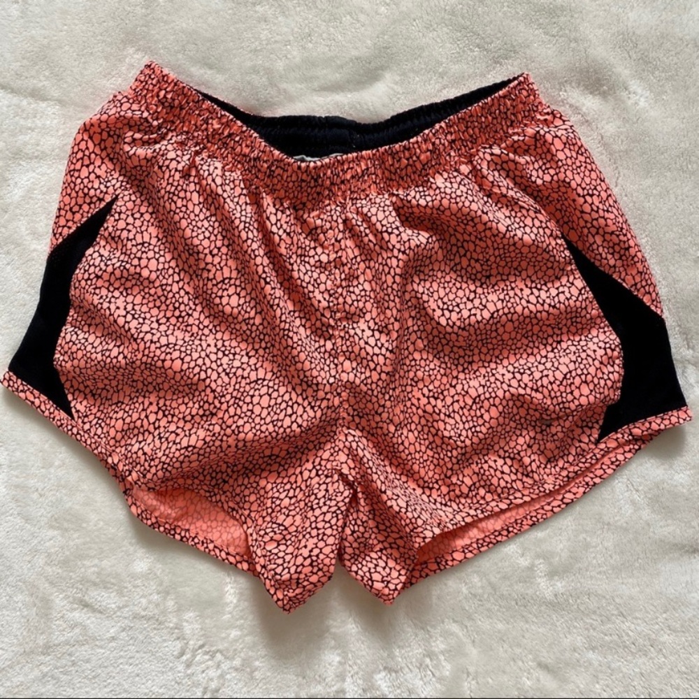 Nike Womens Burnt Coral‎ Crackle Print Lined Running Shorts Drawstring Sz XS